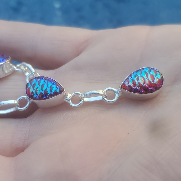 New Rainbow Titanium Magical Fantasy Scale 925 Silver Necklace. - Picture 11 of 13